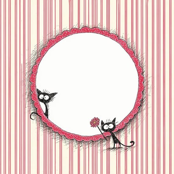16 Whimsical Cat Frame Clipart (JPG) — view 6 — watercolor clipart transparent PNG instant download