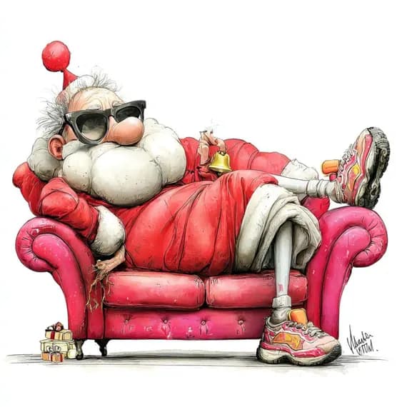Retro Santa Clipart — view 4 — watercolor clipart transparent PNG instant download
