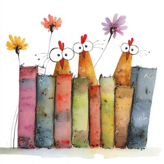 20 Watercolor Chicken & Books Clipart PNG — watercolor clipart transparent PNG instant download