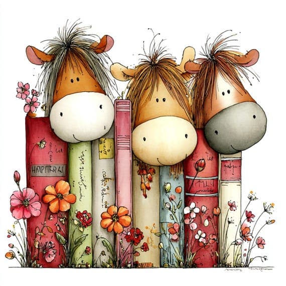 21 Whimsical Farm Animal Book Clipart , Storybook Painted Art ( Digita — view 4 — watercolor clipart transparent PNG instant download