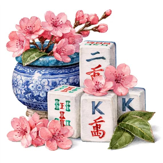 20 Whimsical Mahjong Clipart PNG — view 8 — watercolor clipart transparent PNG instant download