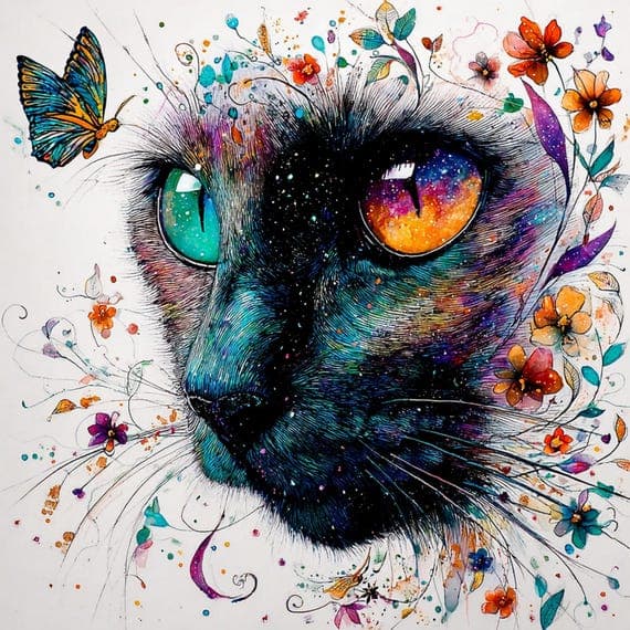 19 Whimsical Black Cat Clipart JPG — view 7 — watercolor clipart transparent PNG instant download