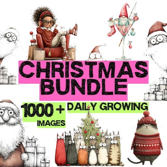 1000+ Christmas Clipart Bundle — watercolor clipart transparent PNG instant download
