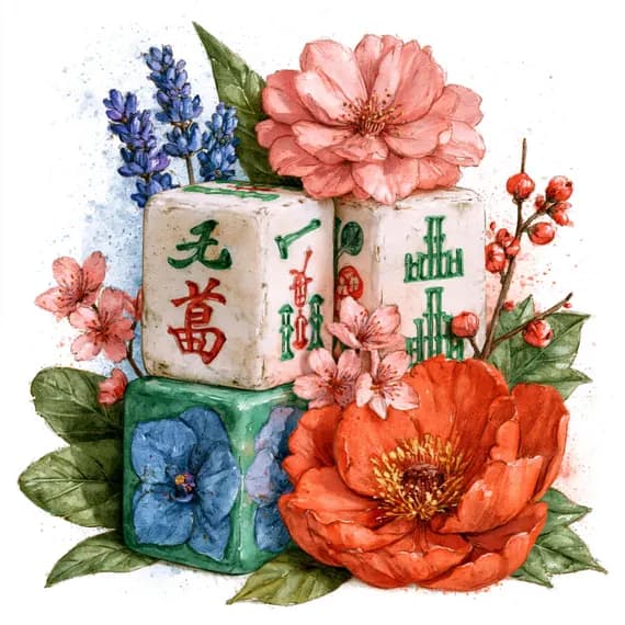 20 Whimsical Mahjong Clipart PNG — view 4 — watercolor clipart transparent PNG instant download
