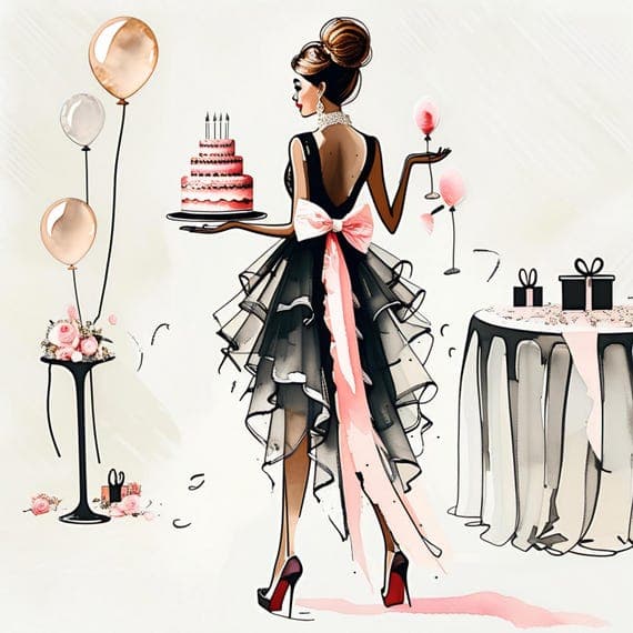 Birthday Girl Watercolor Clipart — view 3 — watercolor clipart transparent PNG instant download