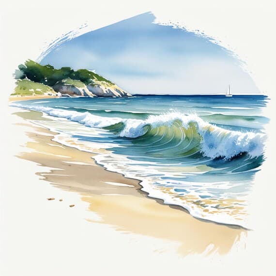 Coastal Beach Watercolor Clipart — view 8 — watercolor clipart transparent PNG instant download