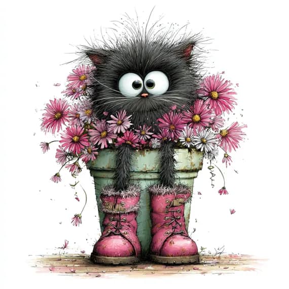 31 Grumpy Cat in Boots Clipart — watercolor clipart transparent PNG instant download