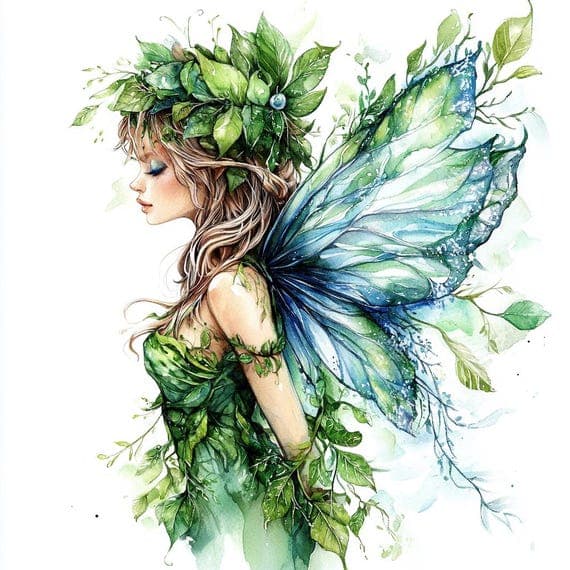 20 Watercolor Green Fairy Clipart — view 5 — watercolor clipart transparent PNG instant download