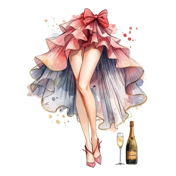 15 Elegant Champagne Party Bundle — view 3 — watercolor clipart transparent PNG instant download