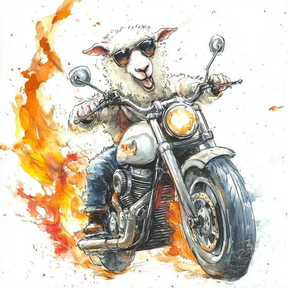 9 Motorbike Sheep Clipart – Funny Animal Illustration (Digital Downloa — view 8 — watercolor clipart transparent PNG instant download