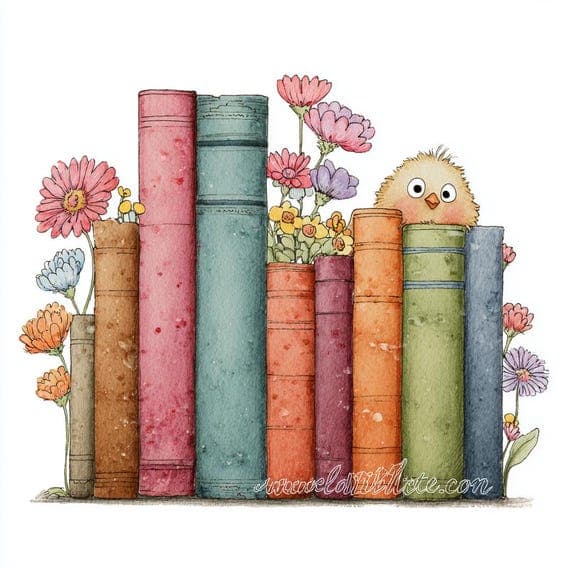 20 Watercolor Chicken & Books Clipart PNG — view 6 — watercolor clipart transparent PNG instant download