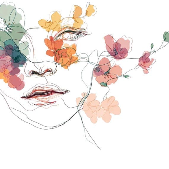 12 Floral Woman Line Art — view 2 — watercolor clipart transparent PNG instant download