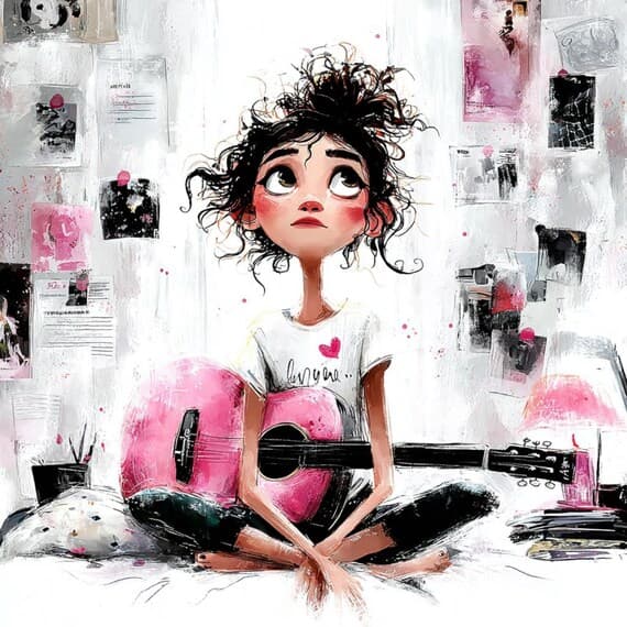 30 Watercolor Guitar Girl Clipart — view 3 — watercolor clipart transparent PNG instant download