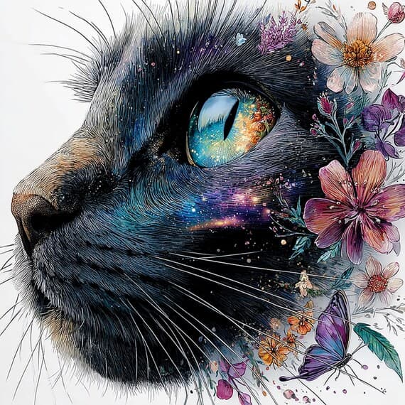 17 Magical Black Cat Clipart JPG — view 3 — watercolor clipart transparent PNG instant download