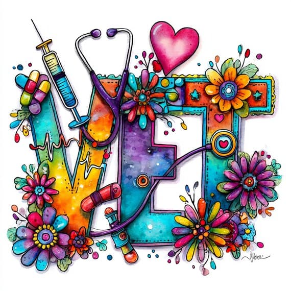 17 Whimsical Vet Clipart PNG — view 4 — watercolor clipart transparent PNG instant download