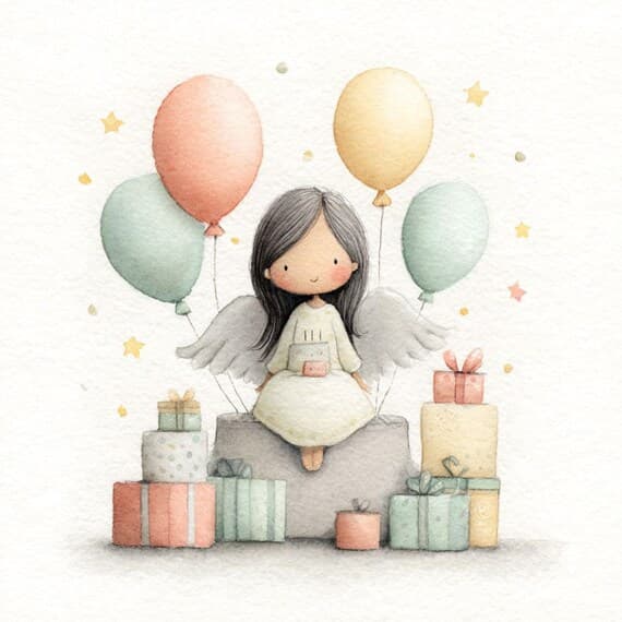 18 Angel Birthday Card Clipart (JPG) — view 4 — watercolor clipart transparent PNG instant download