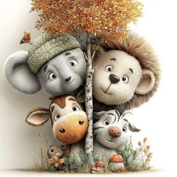 15 Autumn Safari Animal Clipart (JPG) — view 3 — watercolor clipart transparent PNG instant download