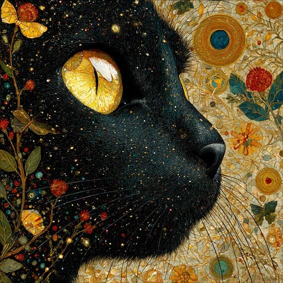 19 Vintage Black Cat Clipart JPG — view 2 — watercolor clipart transparent PNG instant download