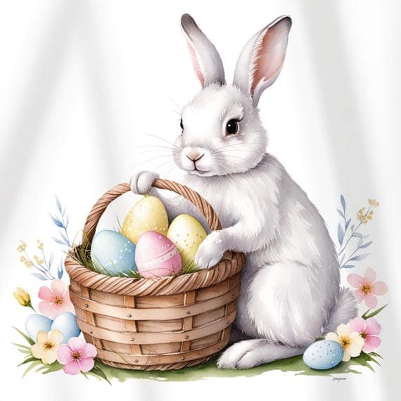 Watercolor Easter Bunny Clipart — watercolor clipart transparent PNG instant download