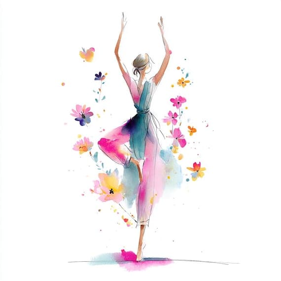Watercolor Yoga Clipart Set — watercolor clipart transparent PNG instant download