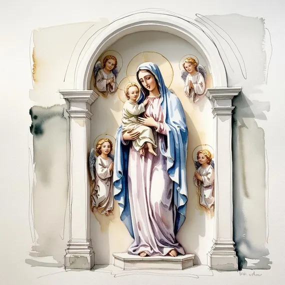 Virgin Mary and Baby Jesus Clipart — view 5 — watercolor clipart transparent PNG instant download