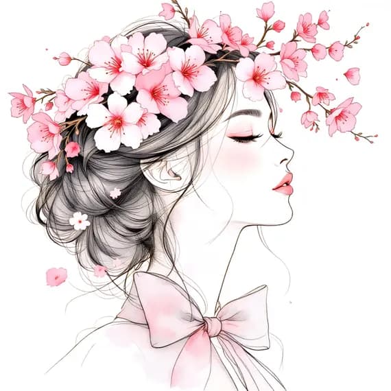 12 Watercolor Floral Woman Faces Clipart — view 7 — watercolor clipart transparent PNG instant download