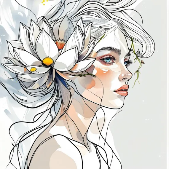12 Abstract Floral Woman Watercolor Clipart — view 5 — watercolor clipart transparent PNG instant download