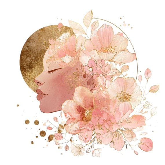15 Celestial Floral Woman Faces – Gold Watercolor Goddess Clipart for  — view 4 — watercolor clipart transparent PNG instant download