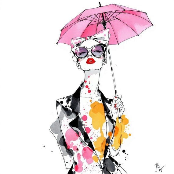 15 Watercolor Woman with Umbrella Clipart — view 5 — watercolor clipart transparent PNG instant download