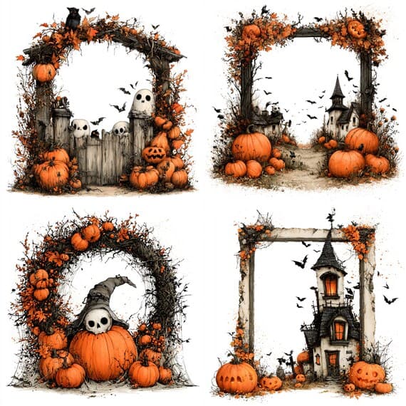 20 Halloween Clipart PNG — watercolor clipart transparent PNG instant download
