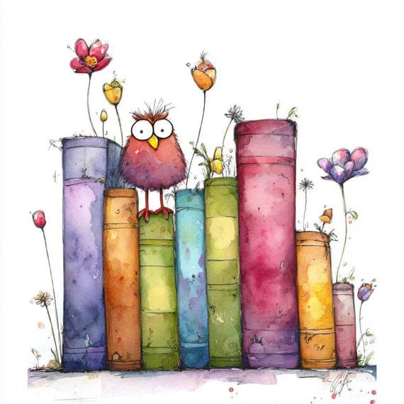 20 Watercolor Chicken & Books Clipart PNG — view 5 — watercolor clipart transparent PNG instant download