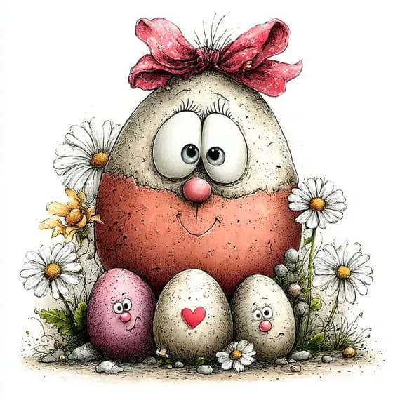 20 PNG Funny Eggs Easter Clipart — view 4 — watercolor clipart transparent PNG instant download