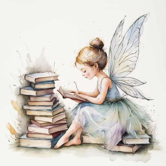 Watercolor Fairy Book Clipart — view 5 — watercolor clipart transparent PNG instant download