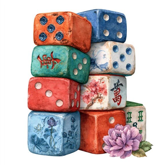 20 Whimsical Mahjong Clipart PNG — view 6 — watercolor clipart transparent PNG instant download