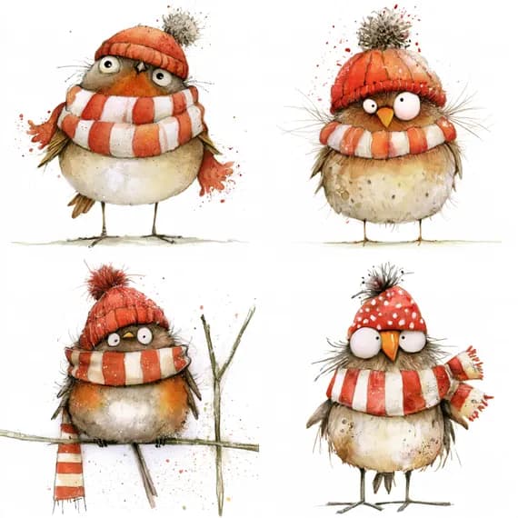 25 Winter Robin Clipart PNG — watercolor clipart transparent PNG instant download