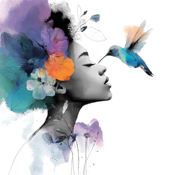 Abstract Praying Woman Clipart — view 4 — watercolor clipart transparent PNG instant download