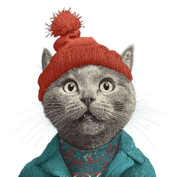 Winter Cats Clipart – Funny Christmas Cat Illustrations (Digital Downl — view 6 — watercolor clipart transparent PNG instant download