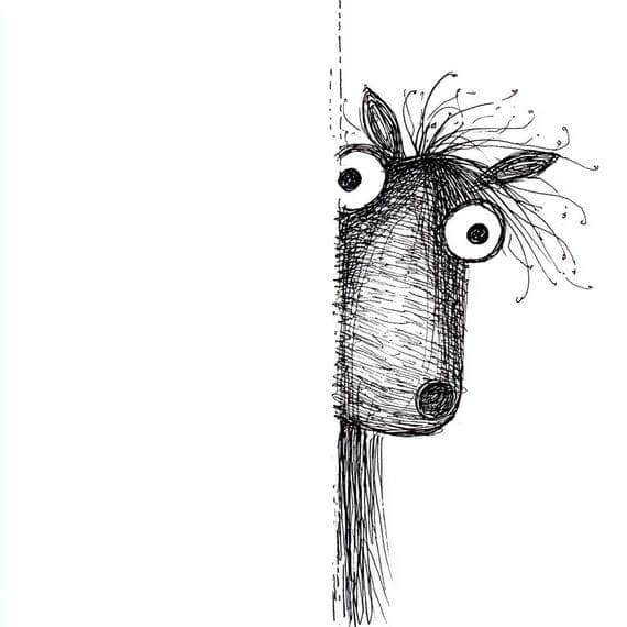 30 PNG Funny Peeking Horse Sketch Card Making Art Scrapbook Ephemera F — view 4 — watercolor clipart transparent PNG instant download
