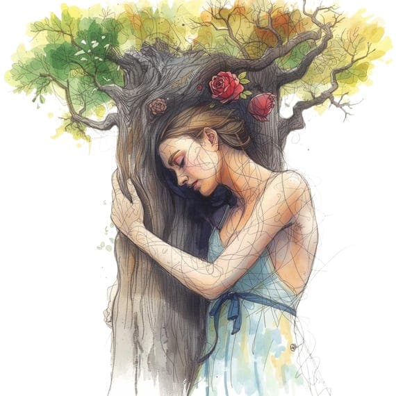 15 Whimsical Nature Goddess Clipart PNG — view 3 — watercolor clipart transparent PNG instant download