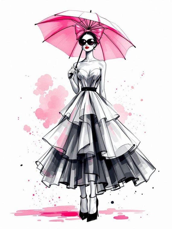 15 Watercolor Woman with Umbrella Clipart — view 8 — watercolor clipart transparent PNG instant download