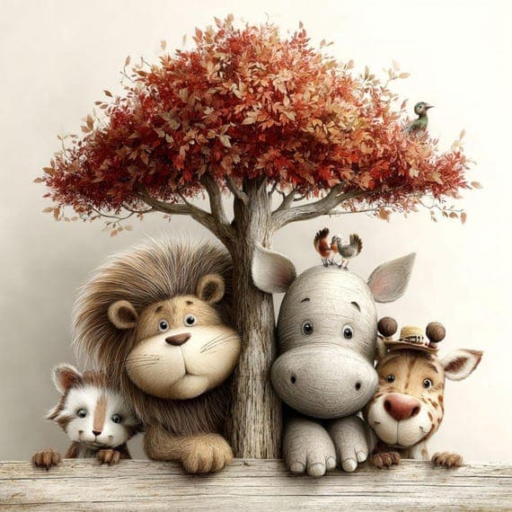 15 Autumn Safari Animal Clipart (JPG) — view 4 — watercolor clipart transparent PNG instant download