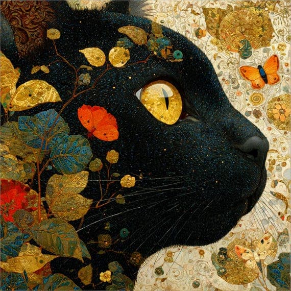 19 Vintage Black Cat Clipart JPG — view 6 — watercolor clipart transparent PNG instant download