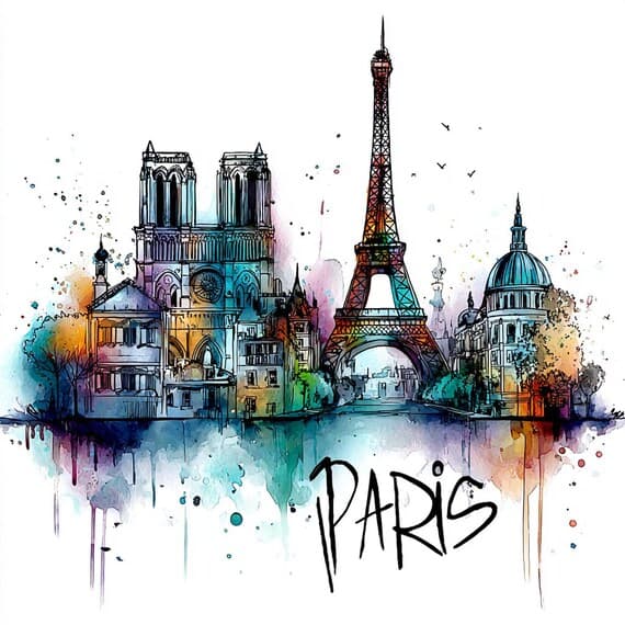 20 Paris City Clipart PNG — view 8 — watercolor clipart transparent PNG instant download