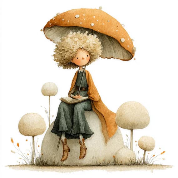 20 Mushroom Girl Clipart — watercolor clipart transparent PNG instant download