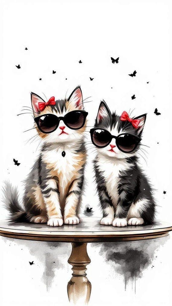Watercolor Kitten Clipart Set, Cat Illustrations (Digital Download) — watercolor clipart transparent PNG instant download