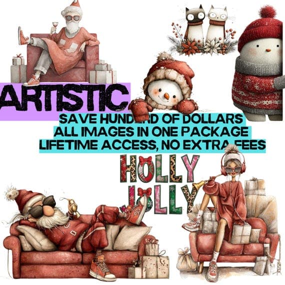 1000+ Christmas Clipart Bundle — view 3 — watercolor clipart transparent PNG instant download