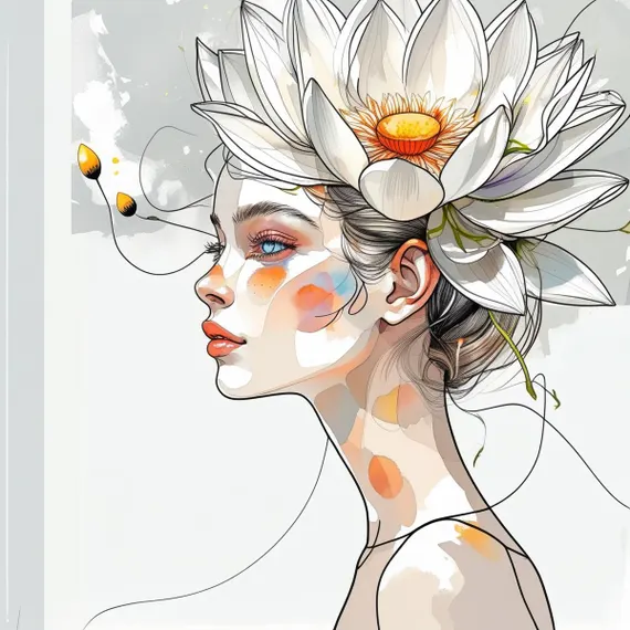 12 Abstract Floral Woman Watercolor Clipart — view 2 — watercolor clipart transparent PNG instant download