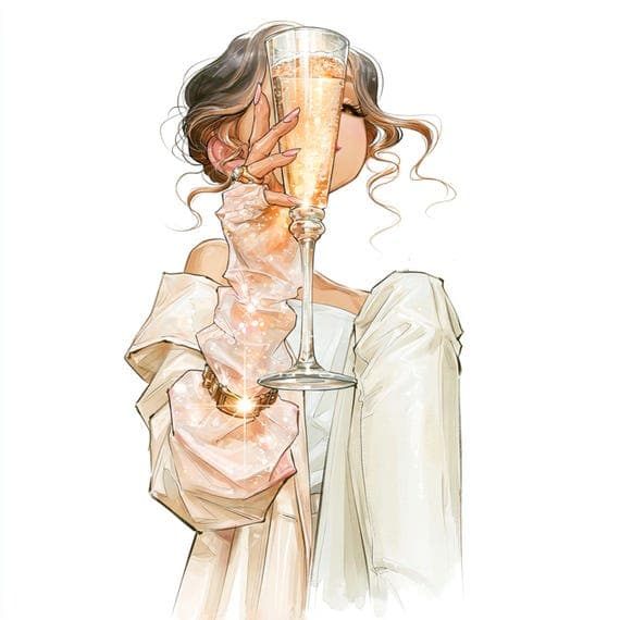 18 Whimsical Wine Girl Clipart JPG — view 4 — watercolor clipart transparent PNG instant download