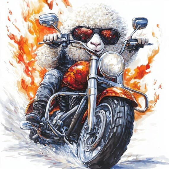 9 Motorbike Sheep Clipart – Funny Animal Illustration (Digital Downloa — view 5 — watercolor clipart transparent PNG instant download