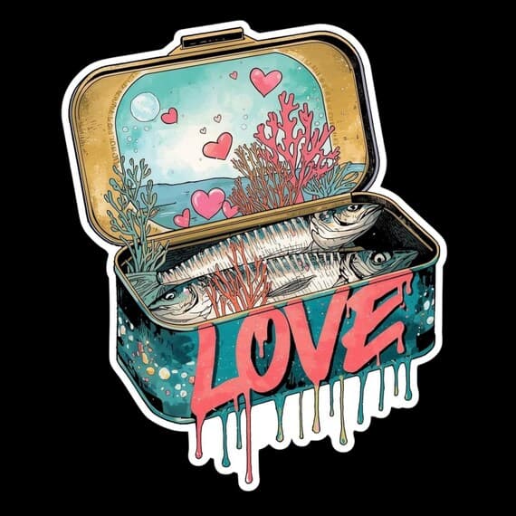 Salty Love Graffiti Clipart , 15 Fish Tin Art PNG for Creative Project — watercolor clipart transparent PNG instant download